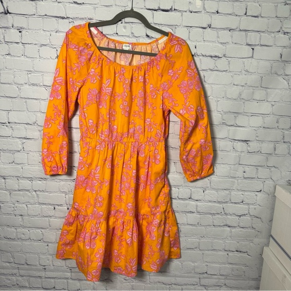 J. Crew Women’s Dress in Vibrant Orange with Pink Floral